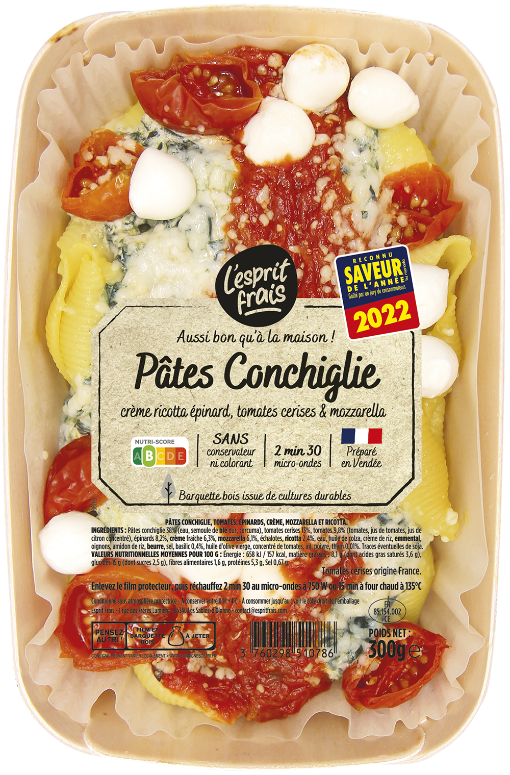 pates-conchiglie-creme-tomate-cerise-esprit-frais Pâtes Conchiglie à la crème ricotta-épinard, tomate cerise et mozzarella