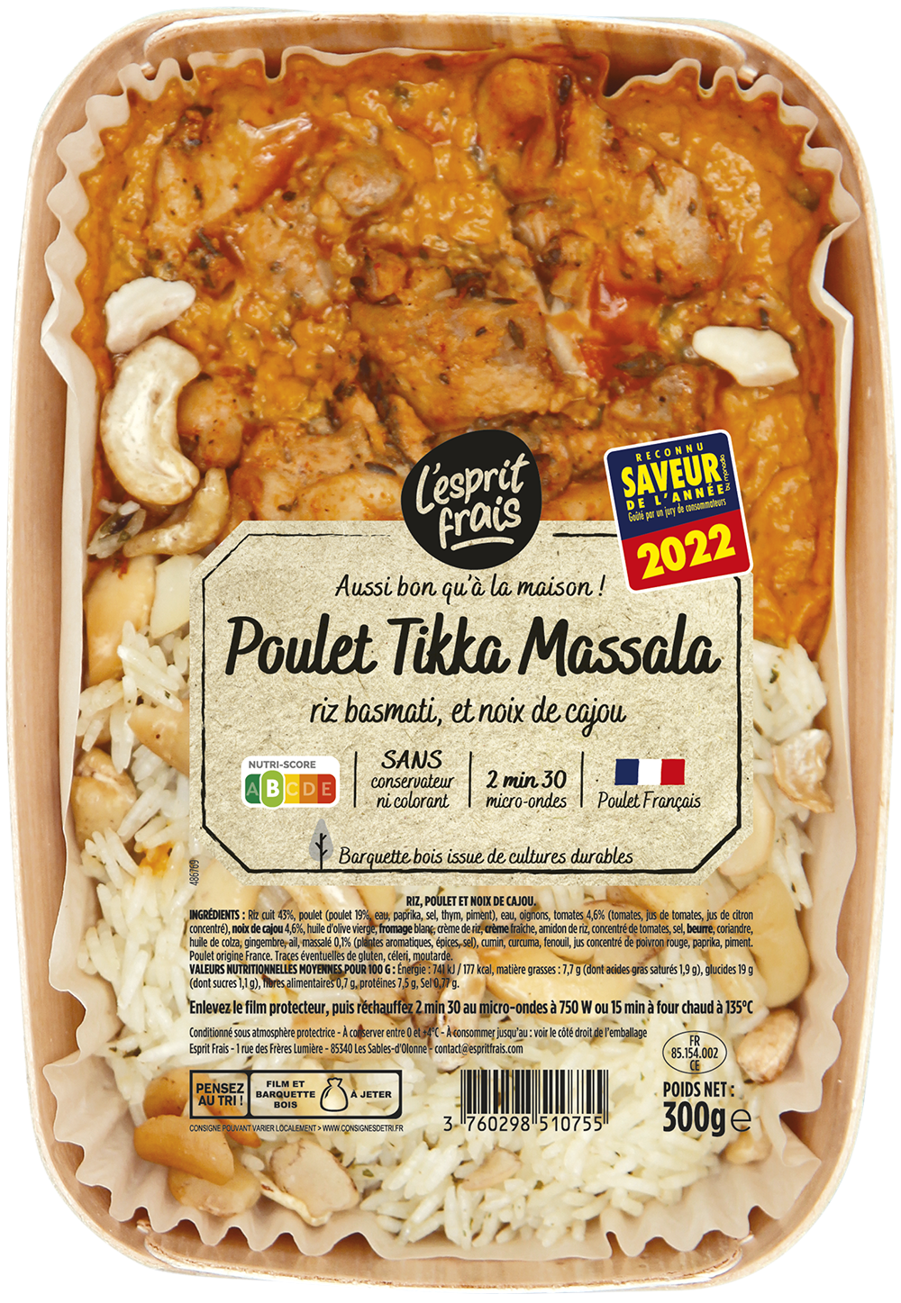 poulet-tika-massala-esprit-frais Poulet Tikka Massala, riz basmati et noix de cajou