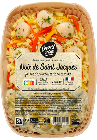 noix-saint-jacques-fondue-poireaux-riz-curcuma-2025 Noix de Saint Jacques, fondue de poireaux et riz au curcuma