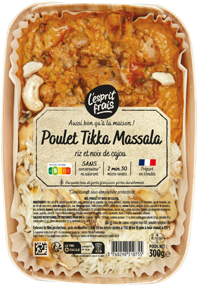 poulet-tika-massala-esprit-frais-2025 Poulet Tikka Massala, riz basmati et noix de cajou